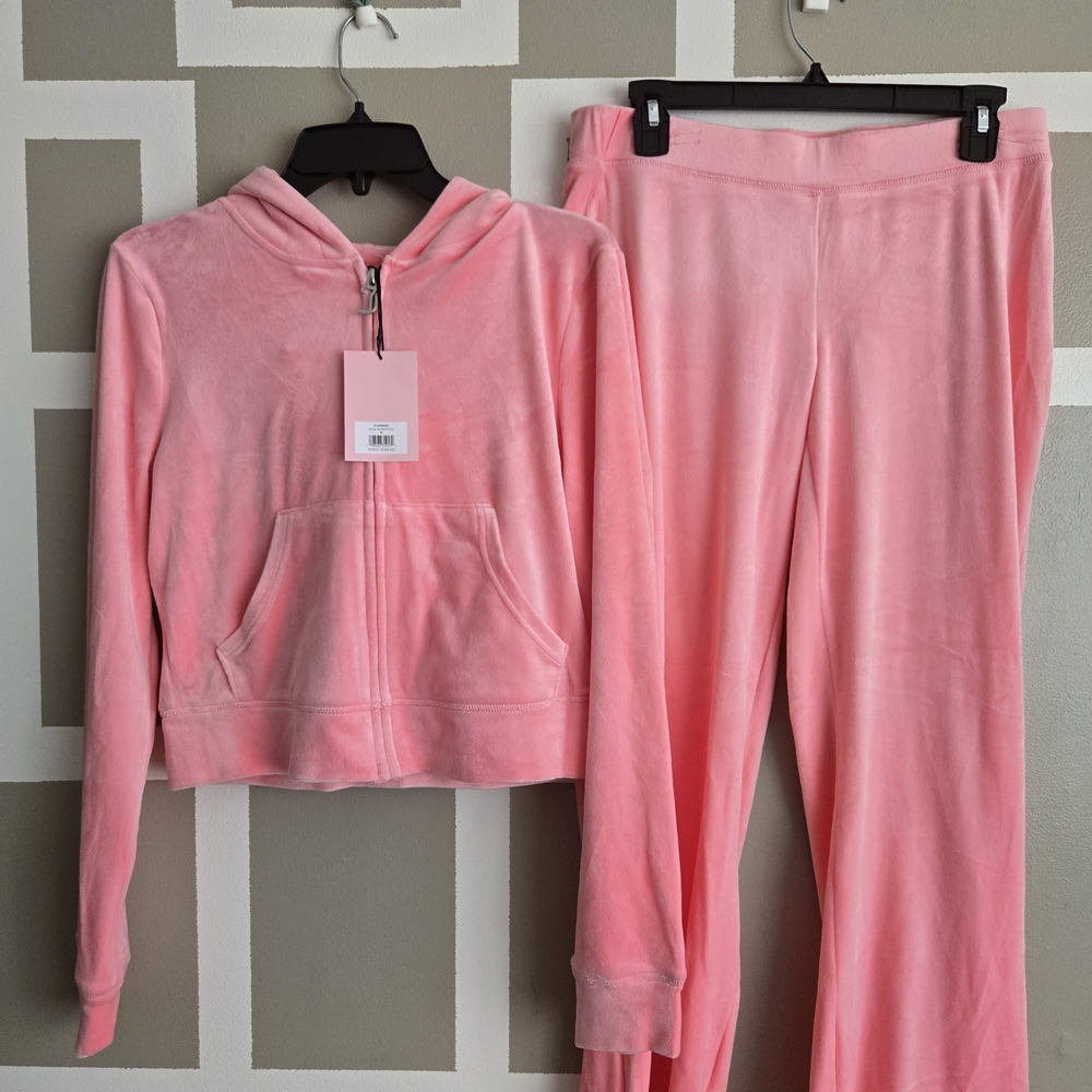 Juicy Couture Flamingo Pink Velour Tracksuit (S) - Picture 2 of 4